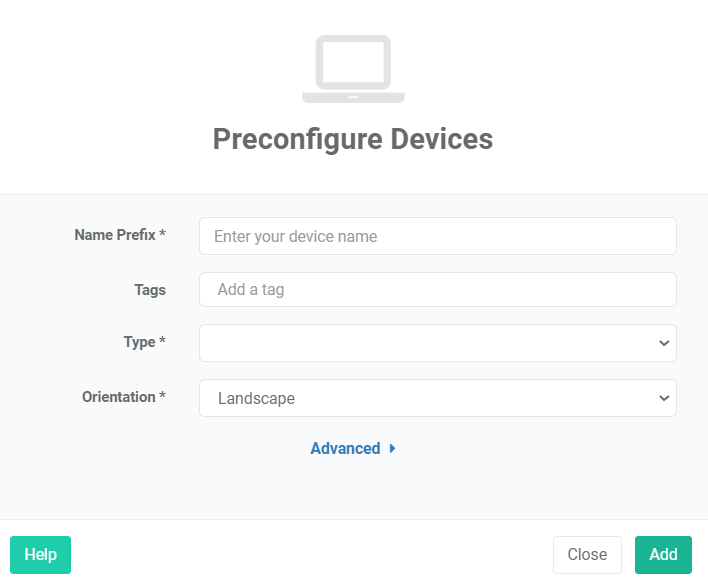 écran d'options de préconfiguration des appareils 2