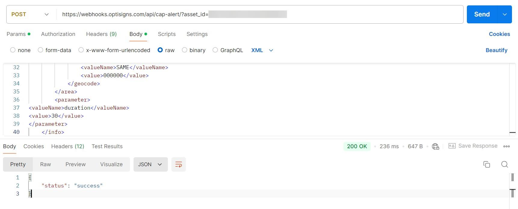 postman xml inmatningsexempel
