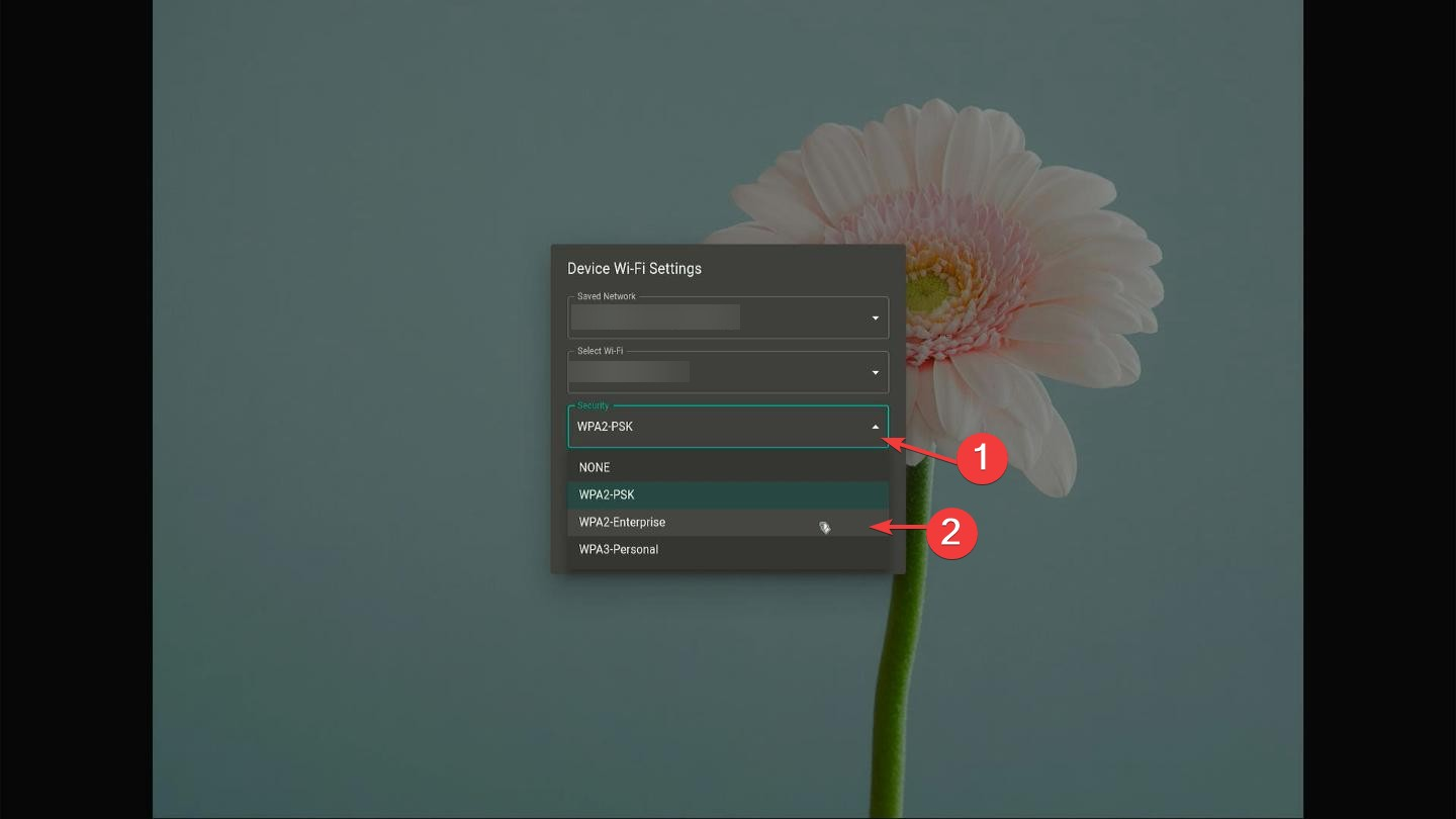 device wifi settings wpa2-enterprise