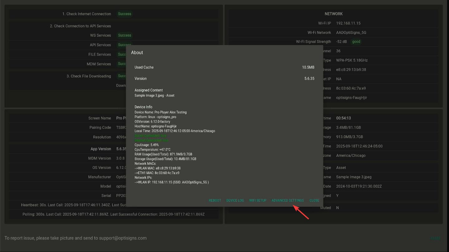 pro player side menu advanced settings