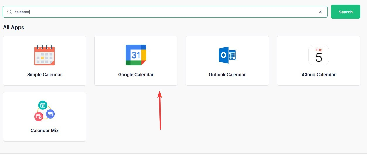 select google calendar app