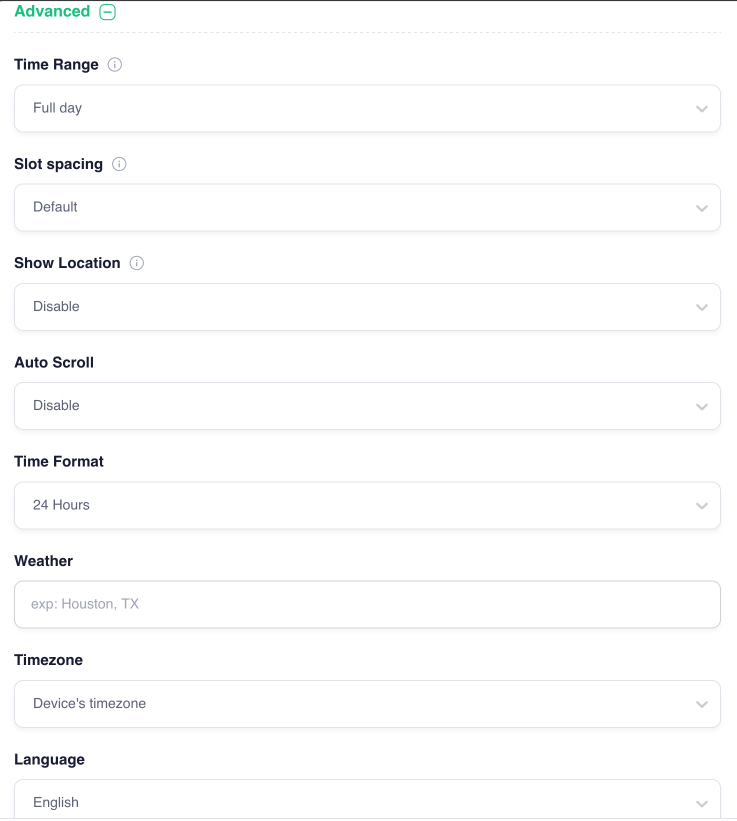 optisigns outlook calendar app advanced options
