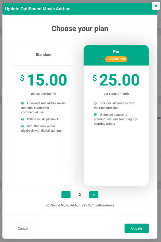 optisound add-on plan options