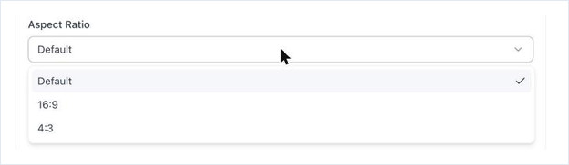 The Aspect Ratio dropdown showing Default, 16:9 and 4:3