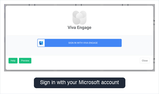 Viva Engage sign-in screen with the Sign in with Viva Engage button
