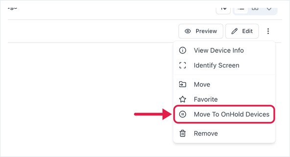 move to onhold devices option