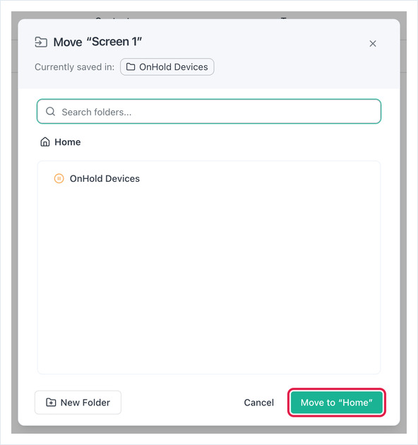 move screen out of onhold folder