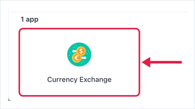 The Currency Exchange app tile in the Add App dialog