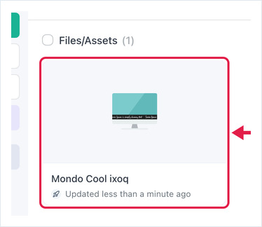 The saved scrolling strip in the Files/Assets list