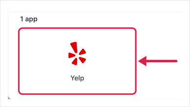 The Yelp app tile in the Add App dialog