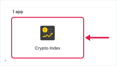 The Crypto Index app tile in the Add App dialog