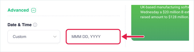 The Date and Time setting on Custom, with the custom date format box highlighted
