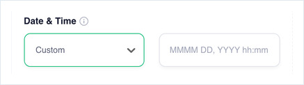 Date and Time set to Custom, showing the custom date format field