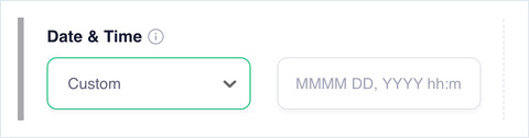 Date and Time set to Custom, with the custom format box beside it