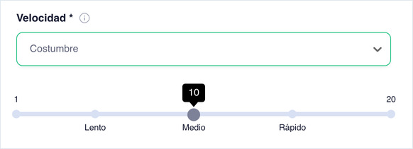 Speed set to Custom, showing the speed slider from 1 to 20 with Slow, Medium, Fast