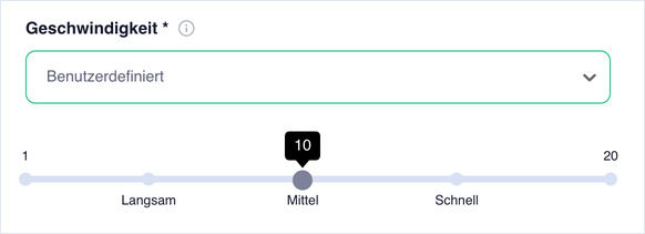 Speed set to Custom, showing the speed slider from 1 to 20 with Slow, Medium, Fast