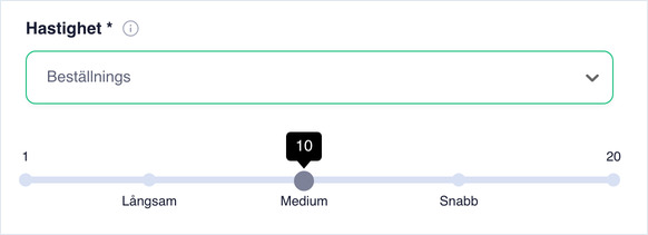 Speed set to Custom, showing the speed slider from 1 to 20 with Slow, Medium, Fast