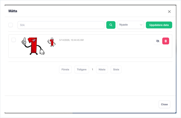 Moderation popup listing a Facebook post with hide and delete buttons