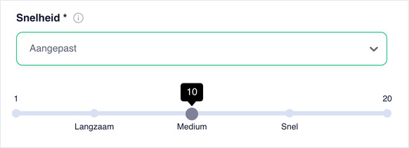 Speed set to Custom, showing the speed slider from 1 to 20 with Slow, Medium, Fast