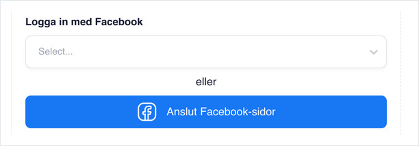 Facebook Page - Wall panel showing Login with Facebook and Connect Facebook Pages