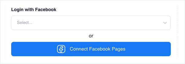 Facebook Page - Wall panel showing Login with Facebook and Connect Facebook Pages
