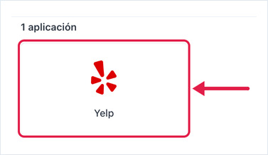 El mosaico de la aplicación Yelp en el diálogo Agregar aplicación