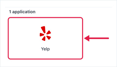 La vignette de l'application Yelp dans la boîte de dialogue Ajouter une application