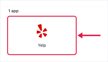 La scheda dell'app Yelp nella finestra Aggiungi app