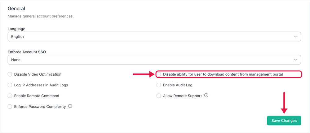 disable download button in preference settings page and save button