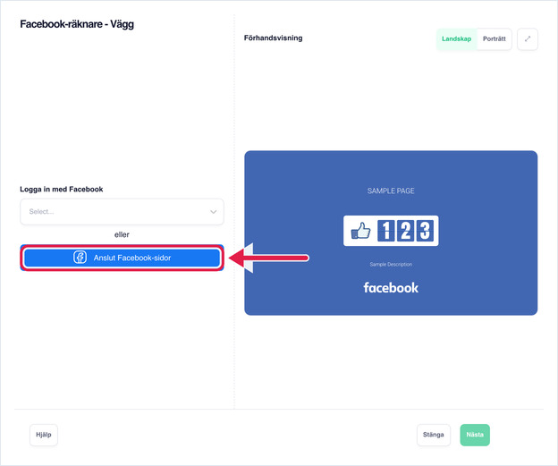 Facebook Counter - Wall med Login with Facebook och Connect Facebook Pages