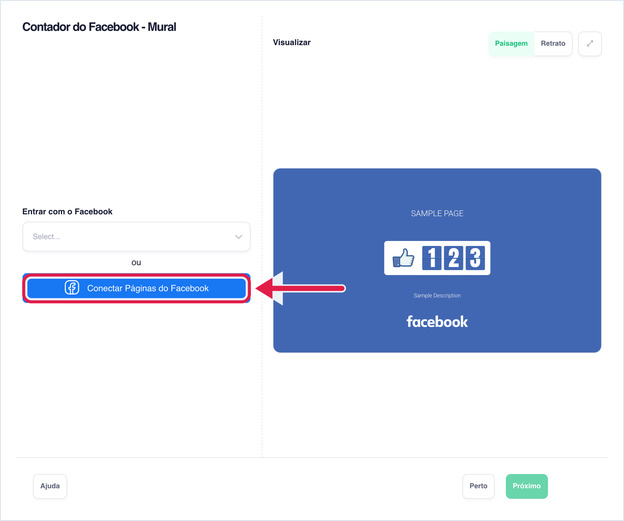 Configuração do Facebook Counter - Wall com Login with Facebook e Connect Facebook Pages