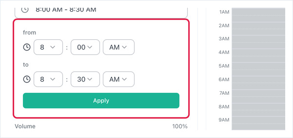 Schedule time picker, setting the event from and to times