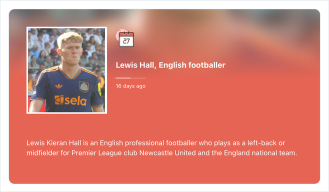 On This Day wall playing a Modern View card with photo, headline and summary