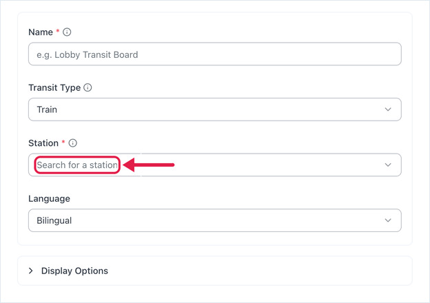 Japan Transit settings in Train mode: Name, Transit Type, Station and Language