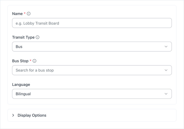 Japan Transit settings in Bus mode, with the Bus Stop field in place of Station