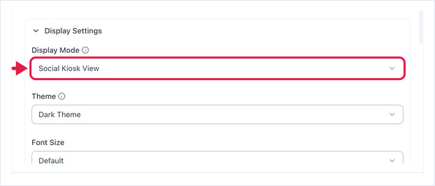 Display Settings expanded, with an arrow pointing to the Display Mode dropdown