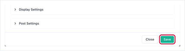 X Social dialog footer with the Save button highlighted