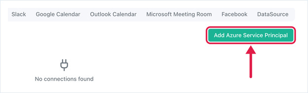 Power BI integrations tab with the Add Azure Service Principal button highlighted