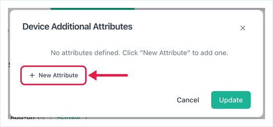 Empty Device Additional Attributes dialog with the New Attribute button highlighted