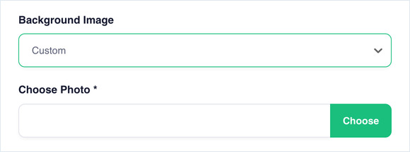Background Image set to Custom, showing the Choose Photo field and Choose button