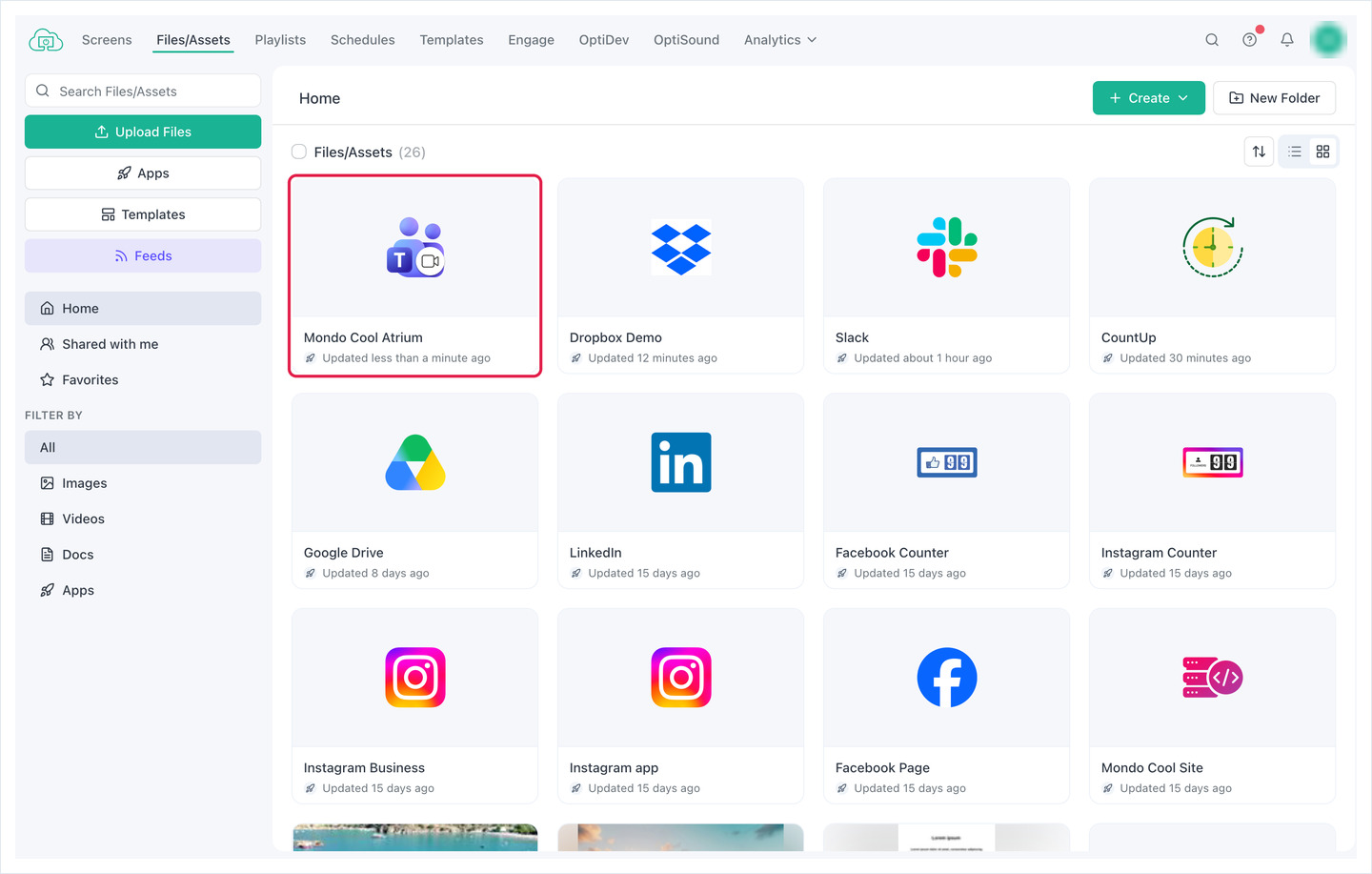 New Microsoft Teams Meeting asset shown first in Files/Assets
