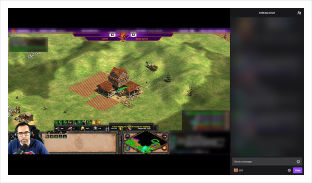 A Twitch stream playing on an OptiSigns screen with the stream chat panel beside it