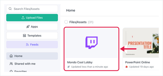 New Twitch asset shown in the Files/Assets list