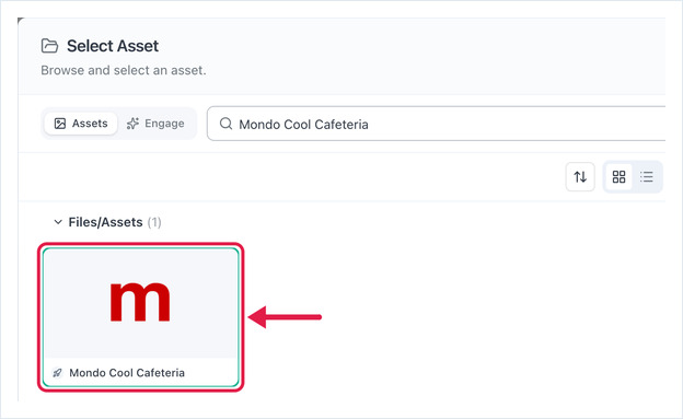 Select Asset dialog with the MustHaveMenus asset selected