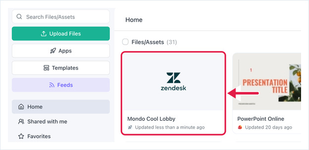 The saved Zendesk app asset in Files/Assets