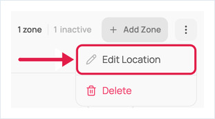 Location menu open with Edit Location highlighted