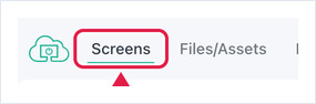 Top navigation bar with the Screens tab highlighted