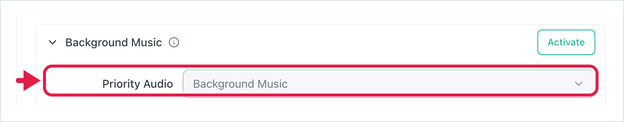 Edit Screen Priority Audio setting set to Background Music