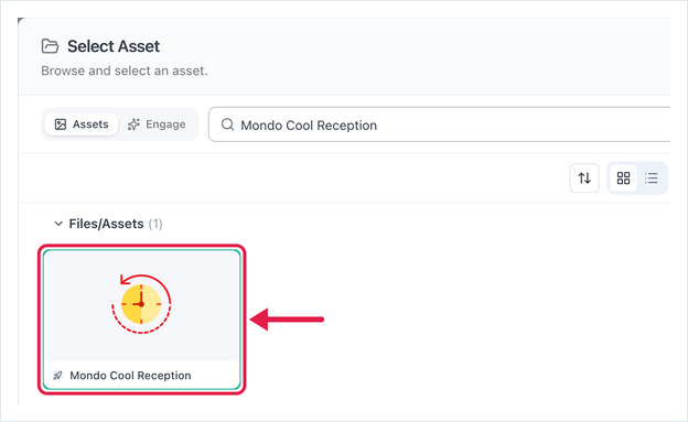 Select Asset dialog with the CountDown asset selected
