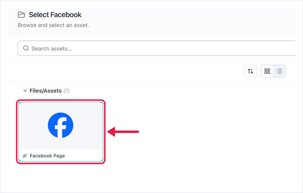 Select Facebook window with a Facebook app highlighted
